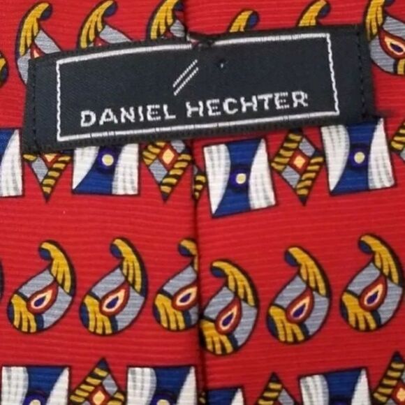 Daniel Hetcher Red Silk Abstract Geometric Tie - Picture 2 of 4